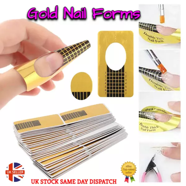 Gold Nail Forms For Builder Gel Nail Extensions Nail Art UV Acrylic Tip Guides