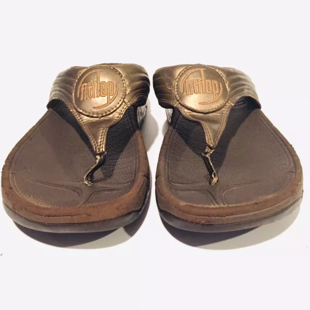 FitFlop Bronze Thong Sandals Flip Flops Leather Shoes Women's Size 9 US 7 UK