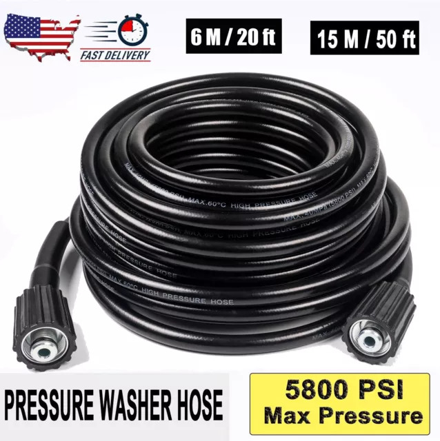 High Pressure Washer Hose 20/50ft 5800PSI M22-14mm Power Washer Extension Hose .