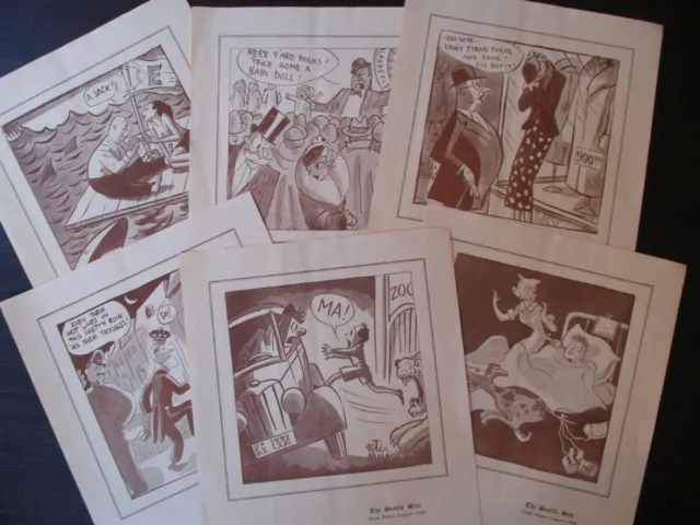 PETER ARNO 1936 humor cartoon prints complete set of 12 - SEATTLE STAR