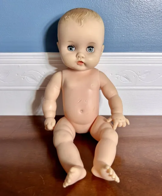 1964 Effanbee Rubber Baby Doll 13" Blue Eye Sleepy Vintage posable