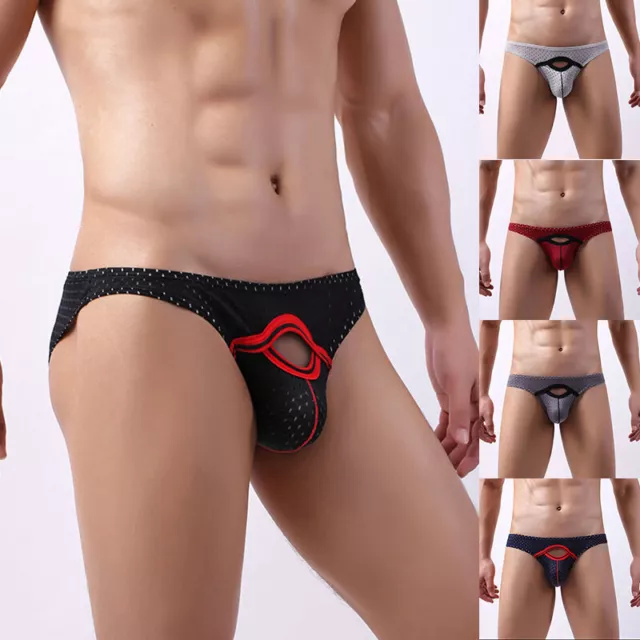 Mens Underwear Briefs Breathable Hole Pouch Briefs Underwear Panties Seamless*US