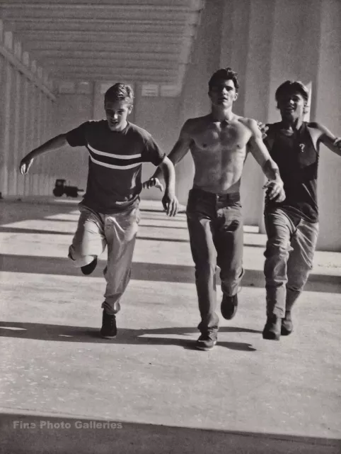 1990s BRUCE WEBER Young Men Trio Shirtless Running Male Fun Photo Gravure Art