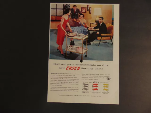 1957 COSCO SERVING CART Roll Out Your Refreshments vintage art print ad