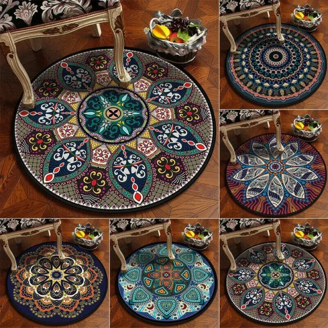 Rond Tapis Zone Petit Rétro Mandala Doux Son Anti-dérapant Décor Maison