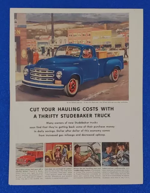 1949 Studebaker Pickup Truck Original Color Print Ad Free Shipping Lot (Blue)