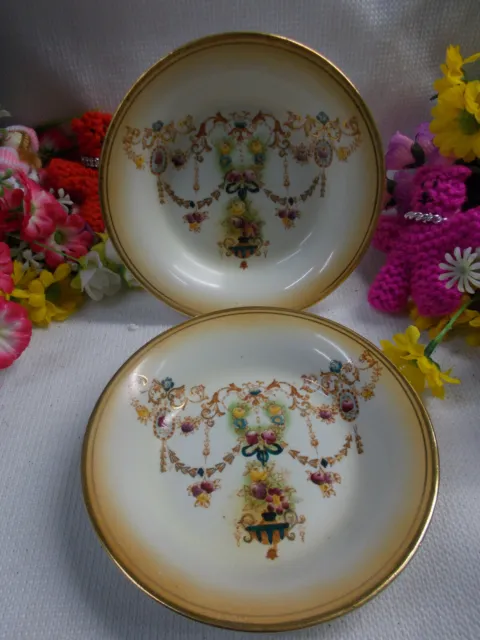 LOVELY ROYAL FOLEY WARE BOWLS - J.K.L FENTON ENGLAND - 14 cm WIDE GC x 2 # 176A