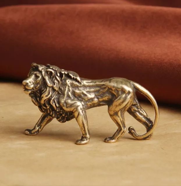 Solid Brass Lion Figurine Statue Animal Figurines Toys House Desktop Decoration