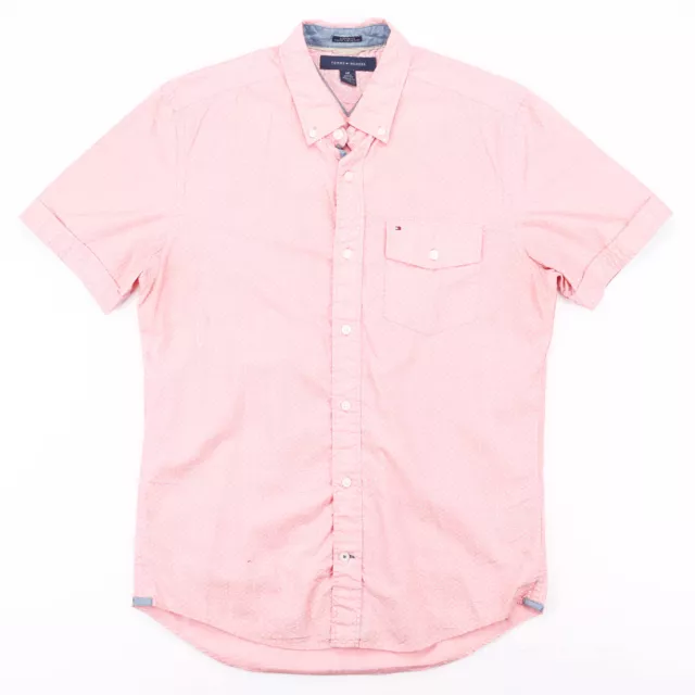 TOMMY HILFIGER Mens Pink Classic Short Sleeve Casual Shirt S