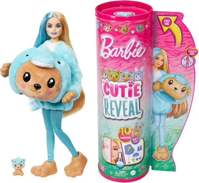 Poupée Barbie Cutie Reveal Dalmatien – Costume En Peluche Multicolore Avec 10 Surprises, Change De Couleur à L'Eau Froide, Série Rêve Coloré HRK41
