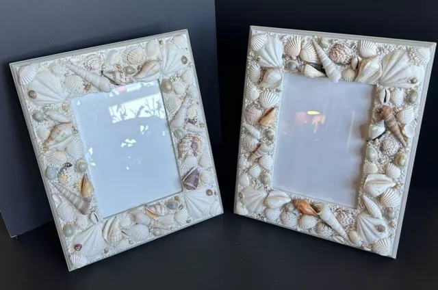 5 X 7 in Photo  11x 9 in Frame Pair With Genuine Seashells