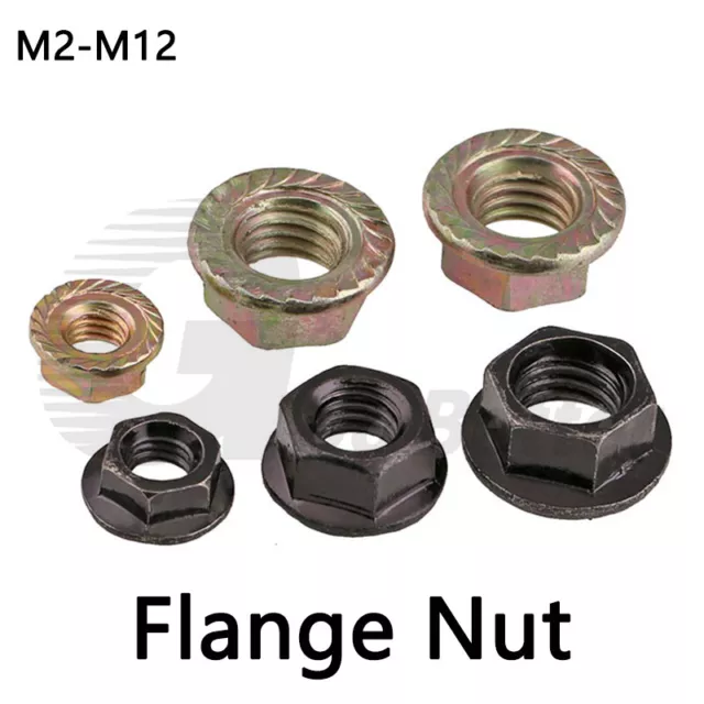 M2-M12 Black Nickel Plated Color Zinc Flange Nut Serrated Nut With Gasket