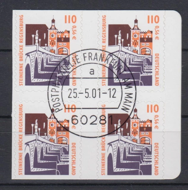 Bund 2189 B/C ZD 4er Bl. oben+unten gerade aus MH SB SWK 110 Pf/0,56€ ESST