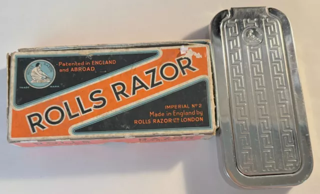 Vintage British Rolls Razor Strop Hone Blade Case in Box London England
