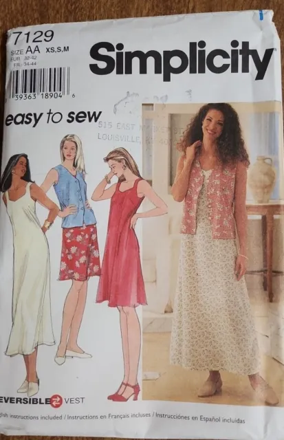 Simplicity Sewing Pattern #7129 Misses'/Miss Petite Dress Sizes Xs, S, M