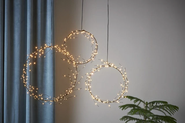 Türkranz Weihnachten schwarz Ø 24 oder 35cm warmweiße LEDs Trafo IP20 Kranz Neu