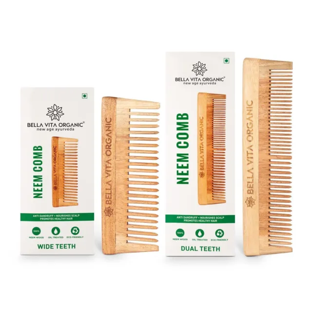 Bella Vita Peigne en bois de neem biologique pour des boucles sans...