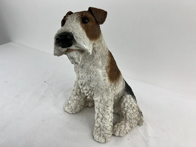 Vintage Universal Statuary Seated Wirehaired Fox Terrier Dog Resin 14"