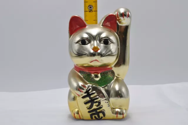 Japanese Beckoning Cat Maneki Neko Vintage tradition Lucky Charm gold Old style