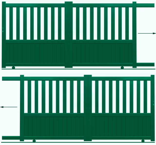 PORTAIL ALU COULISSANT IMITATION 2 VANTAUX-DROIT SEMI-AJOURE-ref CTP-00A1-CL1- 2