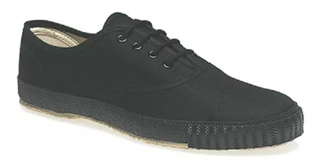 BLACK WHITE PLIMSOLES Plimsols Pumps Pe Gym Shoe Plain Toe Cap Daps Old School 5.95 PicClick UK