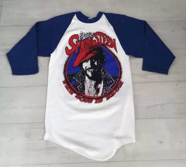 Vintage 70s Bruce Springsteen 'Boss Is Back' 3/4 Raglan Sleeve Shirt - p2p 17"