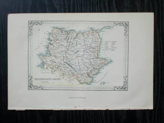 Sutherland Shire Sutherlandshire Fullarton Antique Victorian Map c 1860