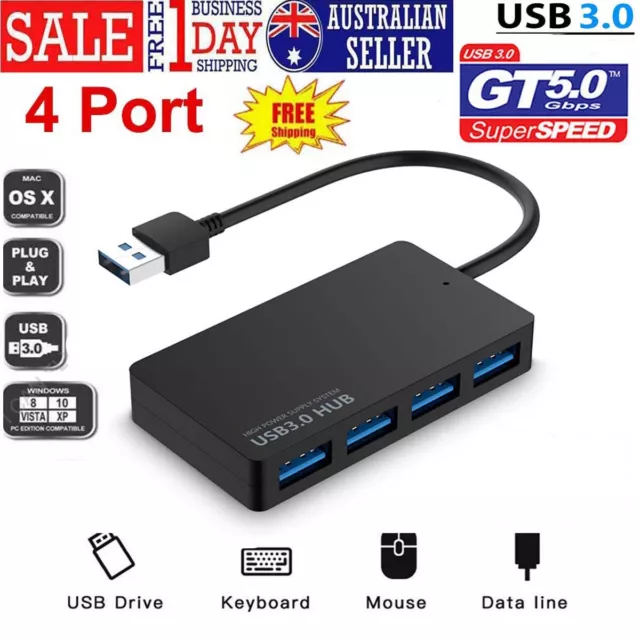 4-Port USB 3.0 HUB Charging Adapter Multi High Speed Expansion For Pro Macbook