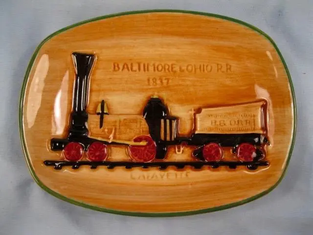 Pennsbury Pottery Train Tray Plate Baltimore & Ohio Railroad Lafayette #1 (O2)