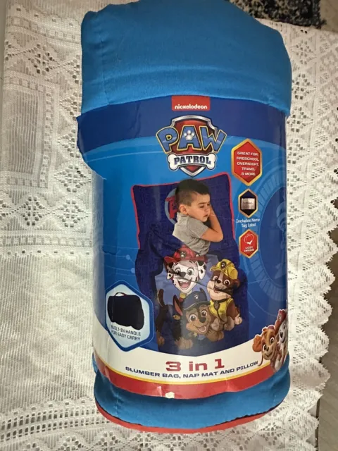 NEW PAW Patrol Kids' 3-In-1 Sleeping Bundle - Slumber Bag / Nap Mat / Pillow