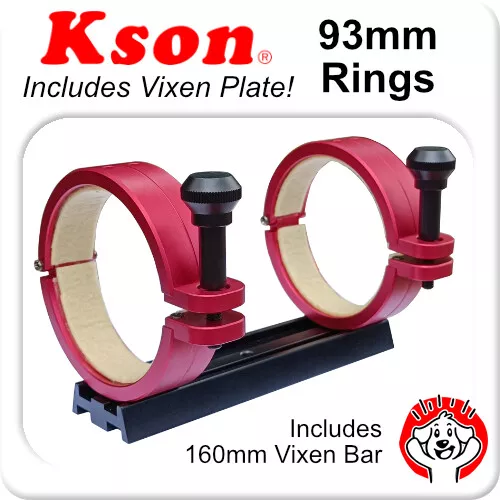 93mm Telescope Rings – Pair (x2) with 160mm Vixen Plate, Screws for 90mm Tubes