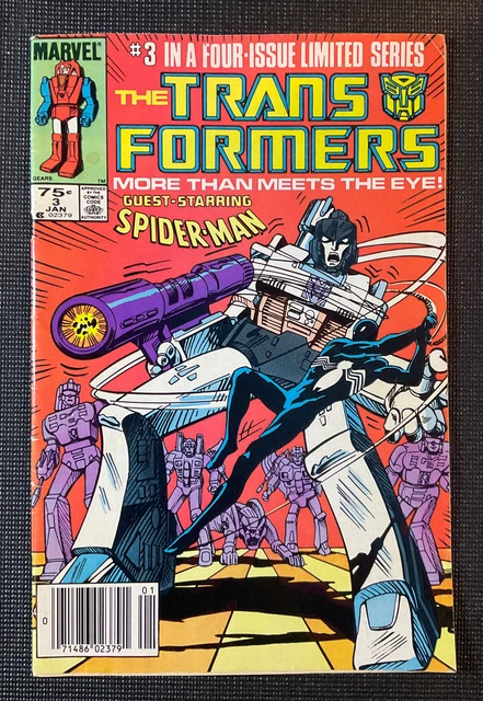 Transformers #3 FN 1985 Marvel Crossover app. by Spider-Man! Newstand 1st print