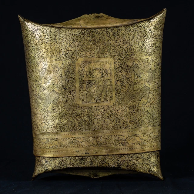 19th Century Antique Burmese Lacquerware Money Holder - 43cm/17” Tall 2