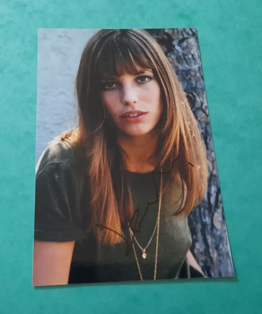 Autographe Jane Birkin photo couleur signé 10 X 15 cm Dédicace feutre permanent