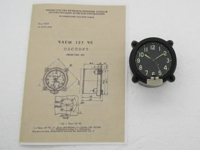 127-ChS 5day Molnija Vintage Soviet Military Clock for USSR Tanks & Aircraft MIG