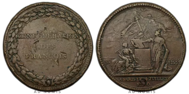 Francia Medalla 1790 Confederaciones de Las François Revolución Francesa Cobre