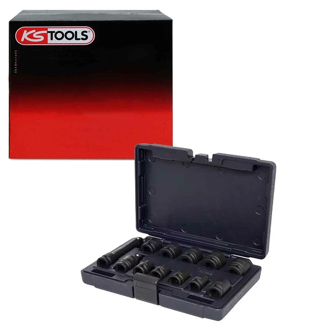 KATSU 15-teiliger Schlagschrauber-Steckschlüssel-Satz 1/2 Zoll – 10-24 Mm, Drehbar, Chrom-Molybdän