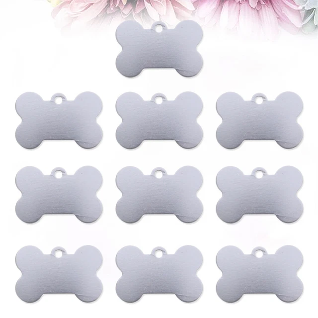 20 PCS Os Forme Pet ID Tag En Acier Inoxydable Chien Chat Pet Nom de Téléphone