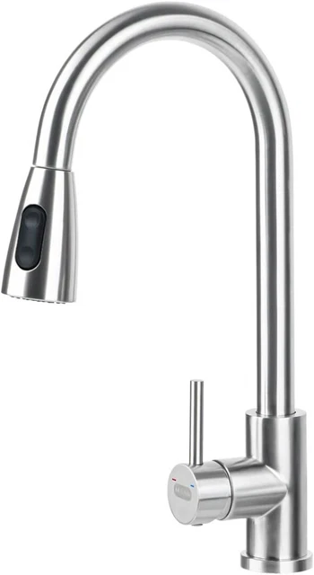 Kitchen Sink Mixer Taps with Pull Down Sprayer, High Arc Single Handle