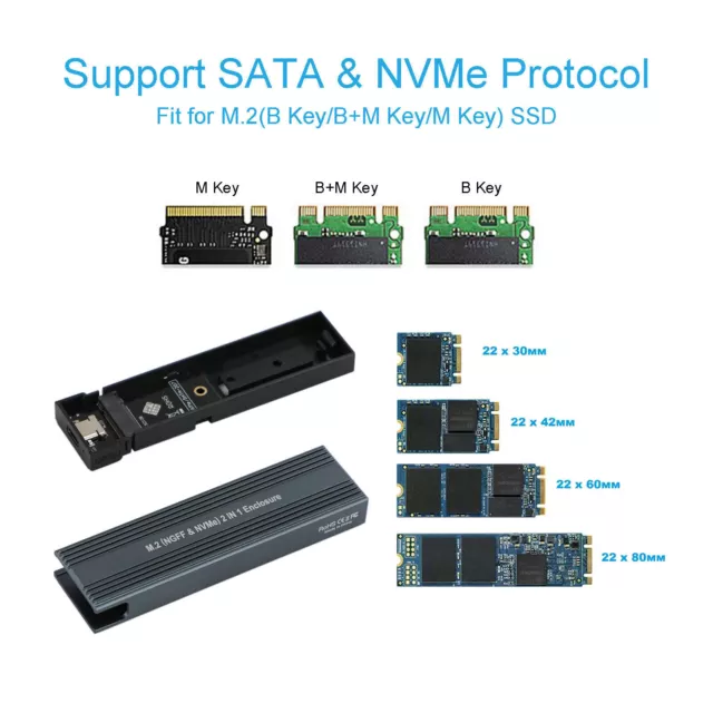 HEDEN - Boîtier externe pour disque SSD M.2 PCIe NVMe