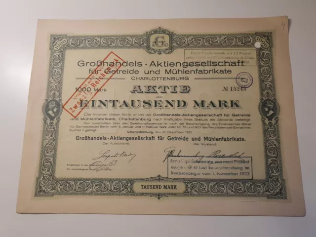 Großhandels-Aktiengesellschaft für Getreide und Mühlenfabrikate 1921