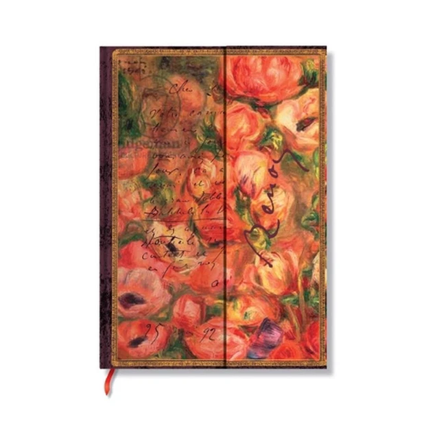 Agenda Journalier 2026 Renoir - Hardcover Vertical Midi - 12 Mois - Collection Embellished Manuscripts - Motif Kara-ori Pink