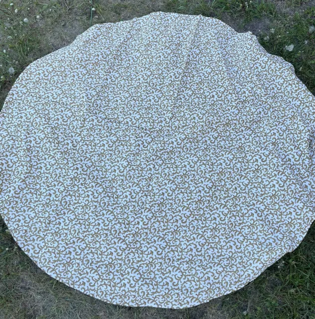 Round White Gold Filigree Tablecloth 61”