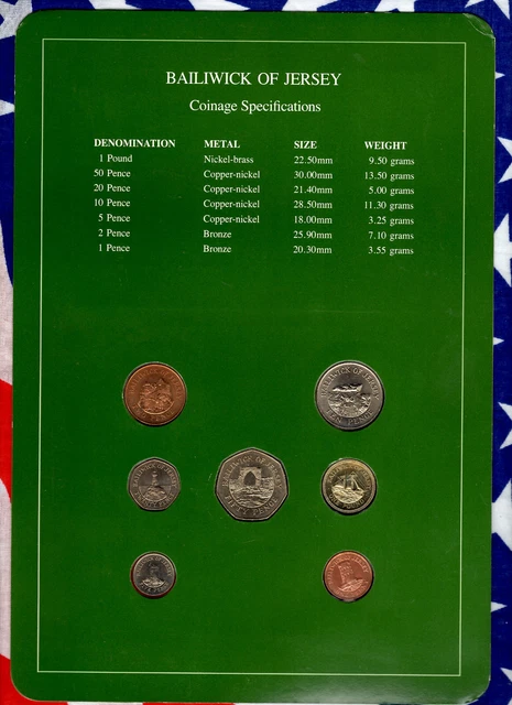 Coin Sets of All Nations Jersey 1987-1994 UNC £1 1994 Ship 60K Mint 2