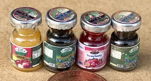 4 Jars Of Assorted Jam Tumdee 1:12 Scale Dolls House Kitchen Preserve Set 4