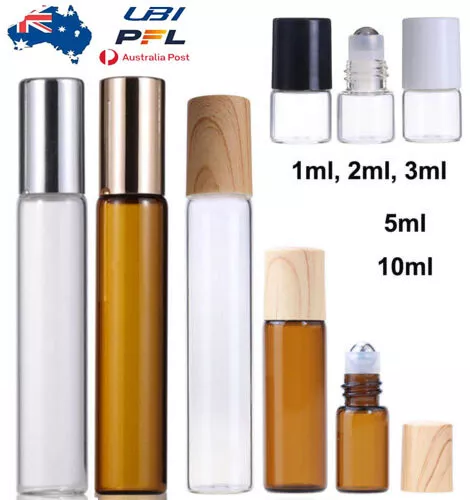 10X 1ml-10ml Roller Essential Oils Glass Roll On Bottles Rollerball Perfume NEW