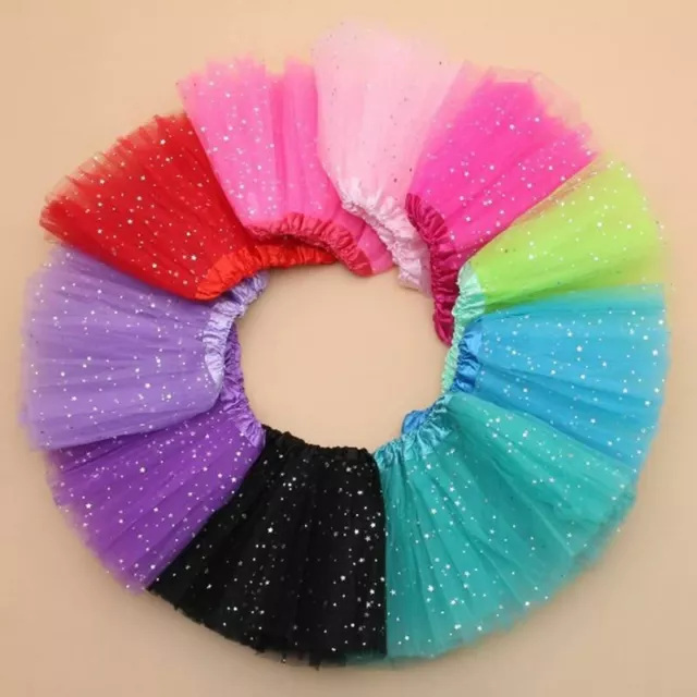 Bambini Stella Brillantini Danza Tutu Gonne Lustrini 3 Strati Tulle