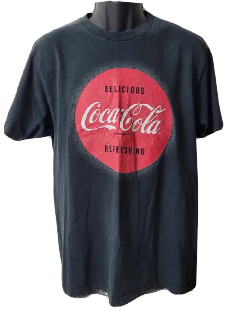 Coca-Cola Graphic T-Shirt Large Black Delicious Refreshing Iconic Logo Vintage