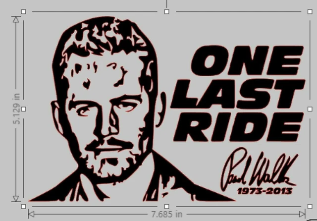 PAUL WALKER ONE Last Ride Car Sticker Decals Fast & Furious RIP ...
