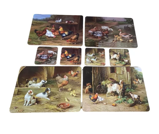 Farmyard Animals 4 OF EACH PLACEMAT & COASTERS - FARM ANIMALS PLACEMAT COASTERS